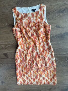 Petite Silk Watercolor Tiered Sheath Dress 00P
